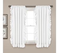 Lush Decor Window Curtain Pair Reyna-Par de Paneles de Cortina para Ventana, Poliéster, Blanco, 54W x 63L, 2