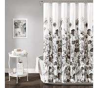Lush Decor Zuri - Cortina de Ducha Flora, 72 x 72 Pulgadas, Blanco y Negro