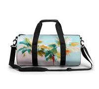 Lush Palm Trees Swaying in Sage Green - Bolsa de viaje para gimnasio, para mujeres y hombres, bolsa de lona cilíndrica con correa para el hombro