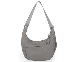 Lushandy Bolsos cruzados de nailon con media luna para mujer, bolso bandolera grande tipo hobo para viajes, bolsa de hombro con múltiples bolsillos, A nailon gris, 13.4x8.7x3.5 inches