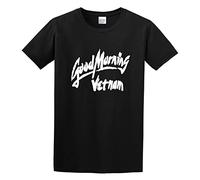 LUSHAOJIANG Good Morning Vietnam Funny Robin Williams DVD Gift Present Mens T-Shirt Black Tees Unisex Shirt L