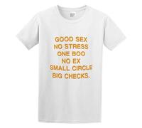 LUSHAOJIANG Good Sex No Stress One Boo No Ex Circle Big Checks Mens T-Shirt White Tees Unisex Shirt 3XL