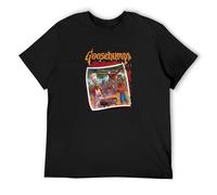 LUSHAOJIANG Goosebumps Vintage Say Cheese and Die Mens T-Shirt Black Tees Unisex Shirt L