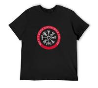 LUSHAOJIANG Viking Compass Norse Mythology Vegvisir Mens T-Shirt Black Tees Unisex Shirt S