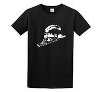 LUSHAOJIANG Vintage Train Lokomotive Old Retro Look Mens T-Shirt Black Tees Unisex Shirt L