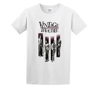 LUSHAOJIANG Vintage Trouble Mens T-Shirt White Tees Unisex Shirt 3XL
