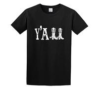 LUSHAOJIANG Y'All Western Cowgirl Boots Junior Fit Mens T-Shirt Black Tees Unisex Shirt XL