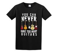 LUSHAOJIANG You Can Never Have Too Many Guitars Music Funny Gift Mens T-Shirt Black Tees Unisex Shirt M