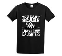 LUSHAOJIANG You Can't Scare Me I Have Two Daughters Funny Mens T-Shirt Black Tees Unisex Shirt S