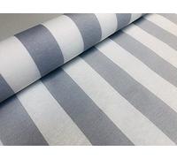 LushFabric Sofia - Tela a rayas blancas de 4 cm de ancho para cortinas de tapicería, decoración del hogar, camino de mesa, 140 cm de ancho (1 metro, gris plateado)