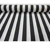 LushFabric Sofia - Tela a rayas blancas de 4 cm de ancho para cortinas, tapicería, decoración del hogar, camino de mesa, 140 cm de ancho (2 metros, negro)