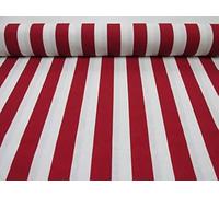LushFabric Sofia - Tela a rayas blancas de 4 cm de ancho para cortinas, tapicería, decoración del hogar, camino de mesa, 140 cm de ancho (1 metro, rojo)