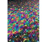 LushFabric Tela de lentejuelas de 3 mm elástica en 2 direcciones, multicolor, material para manualidades de carnaval, 130 cm de ancho (1 metro, arcoíris)