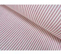 LushFabric Tela de lino a rayas de caramelo de algodón claro, bonitas líneas blancas a rayas, decoración del hogar, costura, 150 cm de ancho (se vende por metros) (rosa)