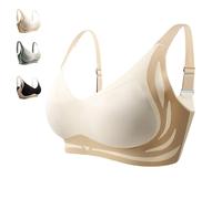 Lushfitting Powerful Push-Up Seamless Bra, Caralush Bra, Lush Fitting Push up Bra, Super Gather Bra, Super Gather Bra Wireless Push-Up Bra, Lush Fitting Push up Bra (White,L(55-65KG))