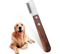 Lushly - Cuchillo de corte para perro, peine de afeitado, para mascotas, herramientas de aseo, suministros para animales de compañía, peine de mango de madera para perros y gatos