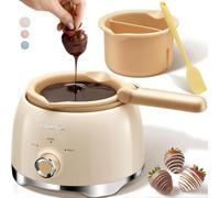 LUSHYUM Olla para derretir chocolate con 2 macetas de inserción, máquina calentadora de capacidad de 4 tazas, herramienta de inmersión ideal, suministros de cocina, regalo para hacer pasteles, fresas,