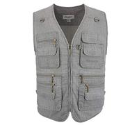 LUSI MADAM - Chaleco de lino con bolsillos para hombre, color gris oscuro