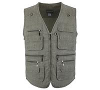 LUSI MADAM - Chaleco de lino con bolsillos para hombre de verano, para actividades al aire libre, pesca, caza y caza, 7XL, color verde
