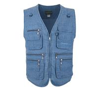LUSI MADAM Chaleco de pesca de popelina para hombre, para viajes y deportes, con múltiples bolsillos, 6XL, B-Azul