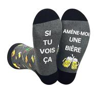 Lusibaka Calcetines Humour Homme 39-46 Calcetines de regalo antideslizantes Navidad Fiesta Padre Cumpleaños Regalo Papá Gran Niño Rigolo, A-negro grisáceo, 39-46