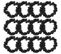 Lusofie 12 Piezas Coleteros Diademas de Satén Negro Diademas de Seda Diademas Elásticas Diademas para Mujeres y Niñas Titular de Cola de Caballo Gomas del Pelo (2.36 Pulgadas)