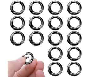 Lusofie 16 Piezas Metal Anillo Tórico Clip de Llavero Anillo Dividido Mini Clip Redondo Gancho de Clip de Resorte para Aldabas de Puerta Hardware de Cartera (Negro)