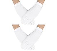 Lusofie 2 Pares Guantes Blancos Algodon Uniforme de Hombre Guantes de Nylon Cosidos Ropa Guantes Asistente de Policía Desfile Guardia Formal Boda Esmoquin Formal Joyería Cheque