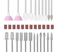 Lusofie 22 piezas de fresa de uñas, juego de brocas con 12 puntas de lijado, fresas profesionales, accesorios para uñas, bandas de lijado, lima de uñas, broca para manicura y pedicura