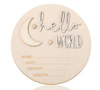 lusofie Señal de anuncio de bebé de madera con luna y estrellas, letrero de bienvenida para bebé, anuncio de nacimiento para hospital (blanco)