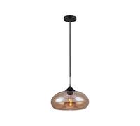 LUSSIOL Luminaria Bronks, suspensión de vidrio ahumado, 40 W, naranja, ø 28 x H 18 cm, ámbar