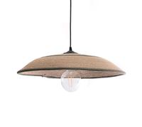 LUSSIOL - Luminaria Saya, Suspensión de tela y yute, pantalla de diam. 50 cm, Naturaleza y verde, Cable negro, casquillo E27