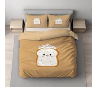 Lusso Set Copripiumino Wärmend Und Wunderbar - Morbida,Atmungsaktiv ,Easy Cura, Non Si Stira Copripiuminis - Marrone Chiaro - Copripiumini(240 x 260) - Illustrazione Fetta Di Pane Zucchero A Velo