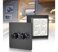 Lustaled 12V Dimmer Schalter,DC12V/24V DoppelDimmer-Lichtschalter,2 Gang 120W 5A PWM SchwarzDimmschalter,Push on/off Drehschalter 3%-100% dimmbar für Camper/Wohnmobil/Boot/Van/Anhänger/LKW