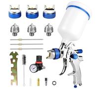 LustLocke Pistola de Pintura Profesional HVLP - Pistola Rociadora por Gravedad 600 ml con Kit 3 Boquillas (1,4/1,7/2,0 mm) - Ideal para Coche, Madera, Metal y Muebles
