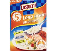 Lustucru Bolsa de arroz de grano largo, 5 minutos, no adhesiva, 450 g, 7 unidades