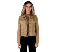 Lusty Chic Mujer Chaqueta Denim con Botones Casual - Elegantes Chaquetas de Manga Larga para Niñas (S, Beige)