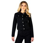 Lusty Chic Mujer Chaqueta Denim con Botones Casual - Elegantes Chaquetas de Manga Larga para Niñas (S, Negro)
