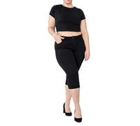 Lusty Chic Mujer de Talla Grande Bermudas Vaqueras - Cintura Alta, Estilo Crop y Cómodas (4XL, Negro)