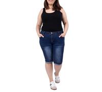 Lusty Chic Mujer Pantalón Capri Talla Grande Vaquero, Cintura Alta Pirata Verano Jeans Cómodos (5XL, Azul Oscuro 2)