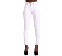 Lusty Chic Vaqueros Mujer Push Up Tejanos Cintura Alta Pantalones Pitillos Elasticos Jean de Color (M, Blanco)