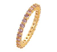 LUTAKU Anillo de eternidad apilable con circonita de gemas múltiples, símbolo de amor infinito para mujeres para regalos, Latón, Zircón