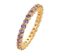 LUTAKU Anillo de eternidad apilable con circonita de gemas múltiples, símbolo de amor infinito para mujeres para regalos, Latón, Zircón