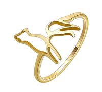 LUTAKU Anillo de lobo vikingo para mujeres y niñas, anillos apilados de animales de acero inoxidable, joyería de lobo delicado regalo, Metal no precioso