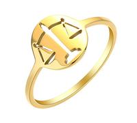 LUTAKU Anillos de dedo Libra con signo del zodiaco para mujeres y niñas, 12 escalas de constelación, acero inoxidable, astrología, horóscopo, signo de joyería, regalo de cumpleaños para amigos, Metal