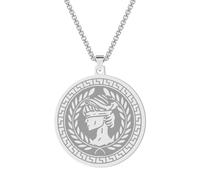 LUTAKU Athena - Collar con colgante de la diosa de la sabiduría para mujeres y hombres, cadena de gargantilla de acero inoxidable, joyería de mitología griega, Acero inoxidable, No es una piedra