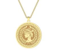 LUTAKU Athena - Collar con colgante de la diosa de la sabiduría para mujeres y hombres, cadena de gargantilla de acero inoxidable, joyería de mitología griega, Acero inoxidable, No es una piedra