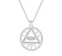LUTAKU Colgante de ojo de la Providencia de Egipto Illuminati Pirámide que todo lo ve mal de ojo para hombres y mujeres, cadena de gargantilla egipcia geométrica triangular, Acero inoxidable, No es