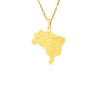 LUTAKU Collar con colgante de mapa de Brasil y ciudades para mujeres y hombres, collar de Brasil, cadena con dije de mapa de acero inoxidable, accesorios de joyería, Acero inoxidable