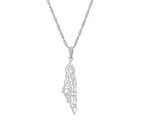 LUTAKU Collar con colgante de mapa de Israel y Palestina y la ciudad para mujeres y hombres, collar de Israel y Palestina, cadena con dije de mapa de acero inoxidable, accesorios de joyería, Acero